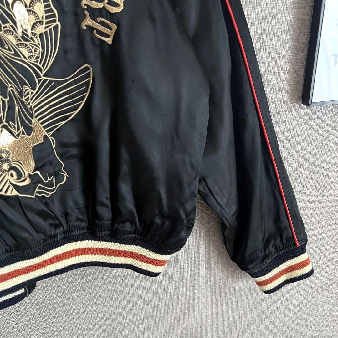 爆裂爛漫娘 リバーシブルスカジャン ブルゾン 魚籃観音 ブラック 40 古着