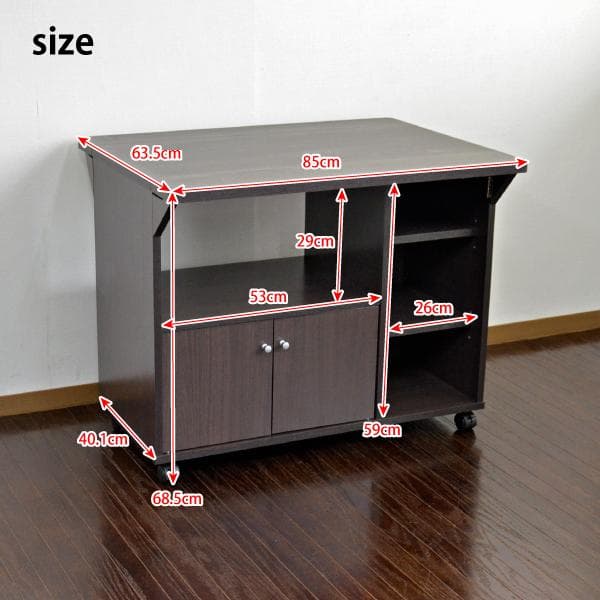 【新品・送料無料】キッチンカウンター キッチンワゴン 両バタワゴン