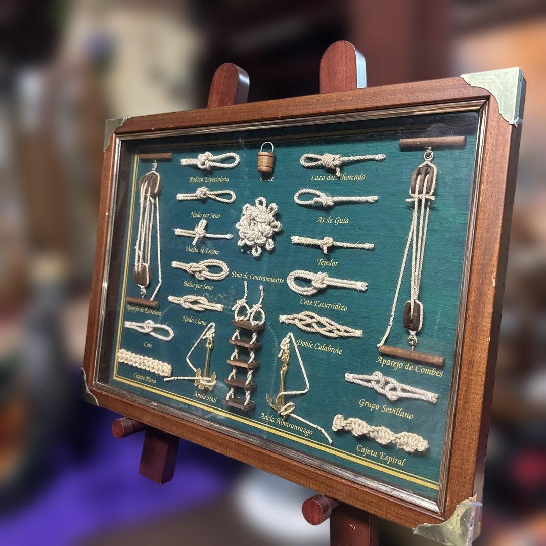 アンティーク　ロープワーク　海洋装飾品 フレーム付きアート