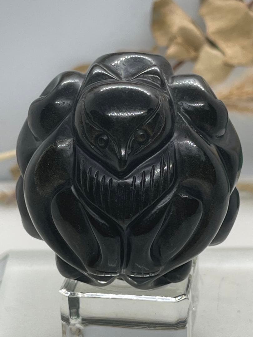 MH様10【1855】九尾彫りスフィア ゴールデンオブシディアン