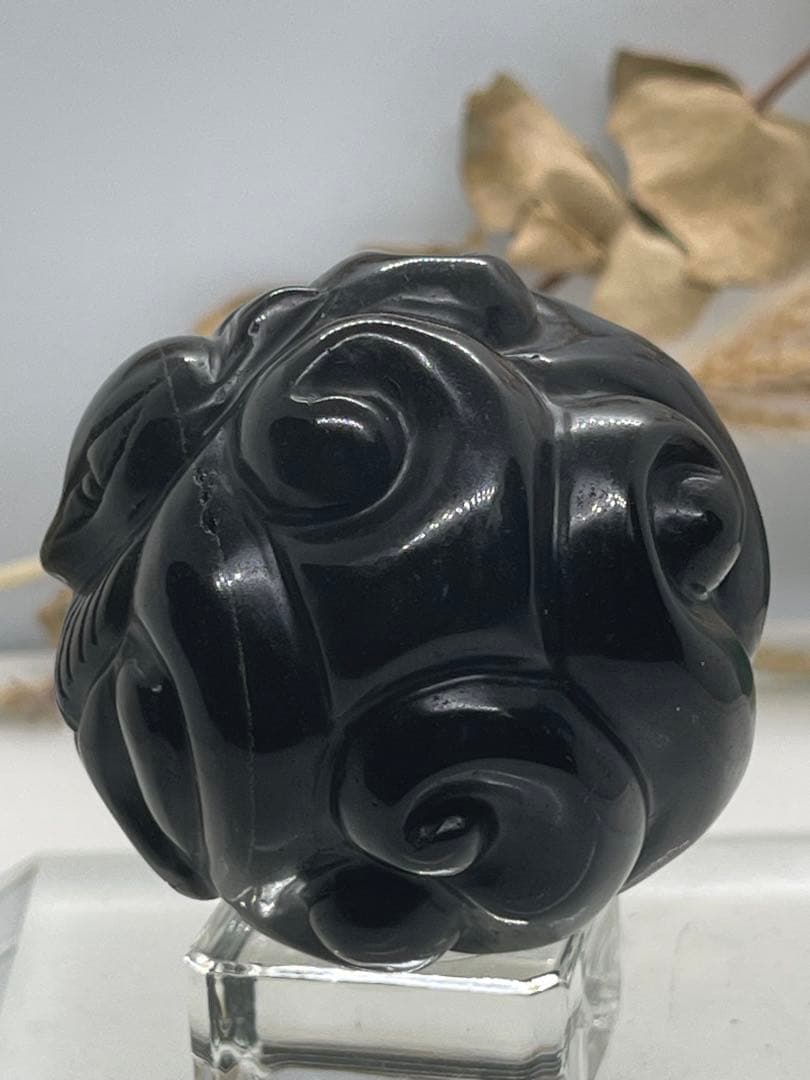 MH様10【1855】九尾彫りスフィア ゴールデンオブシディアン