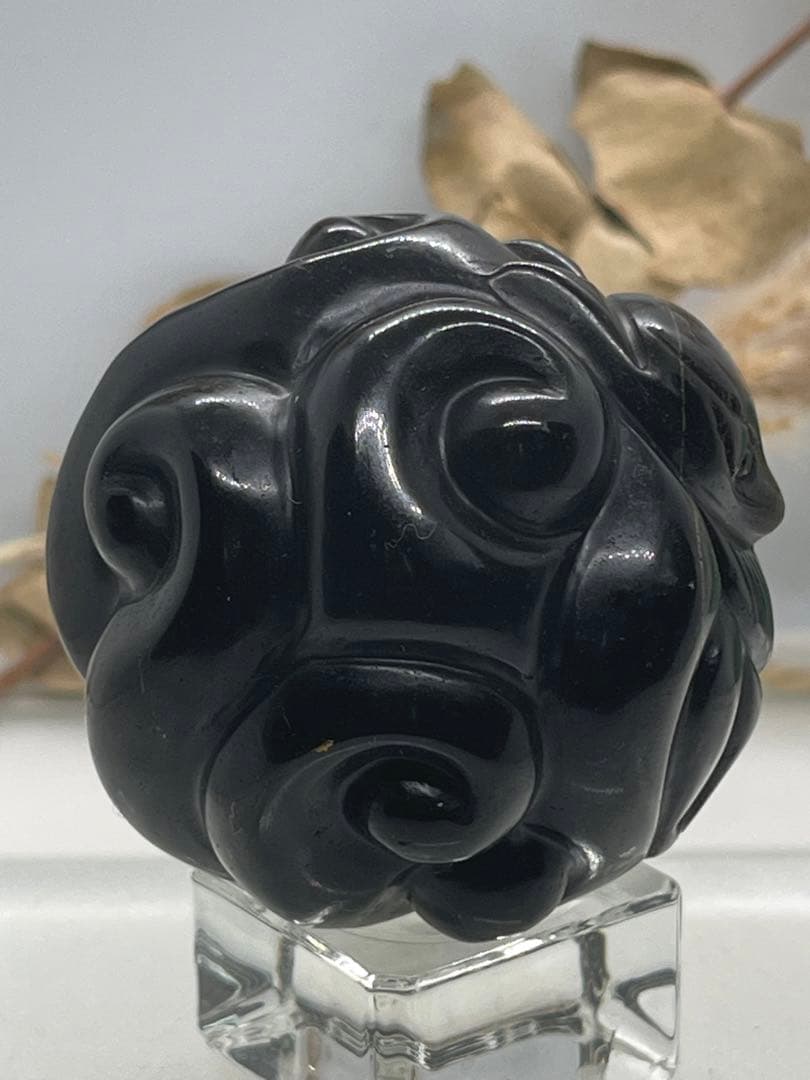 MH様10【1855】九尾彫りスフィア ゴールデンオブシディアン