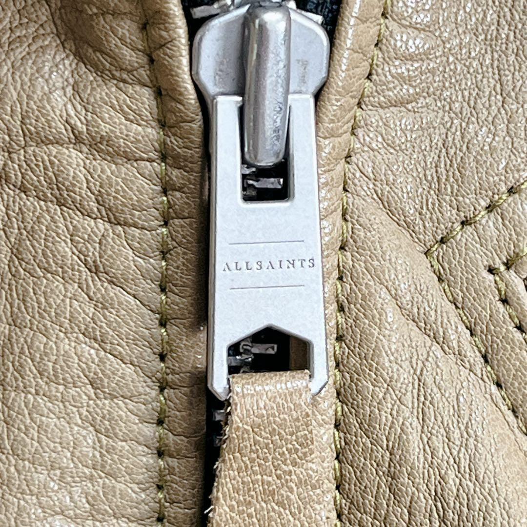 未使用『オールセインツ』ダブルライダース レザージャケット 牛革 キャメル UK