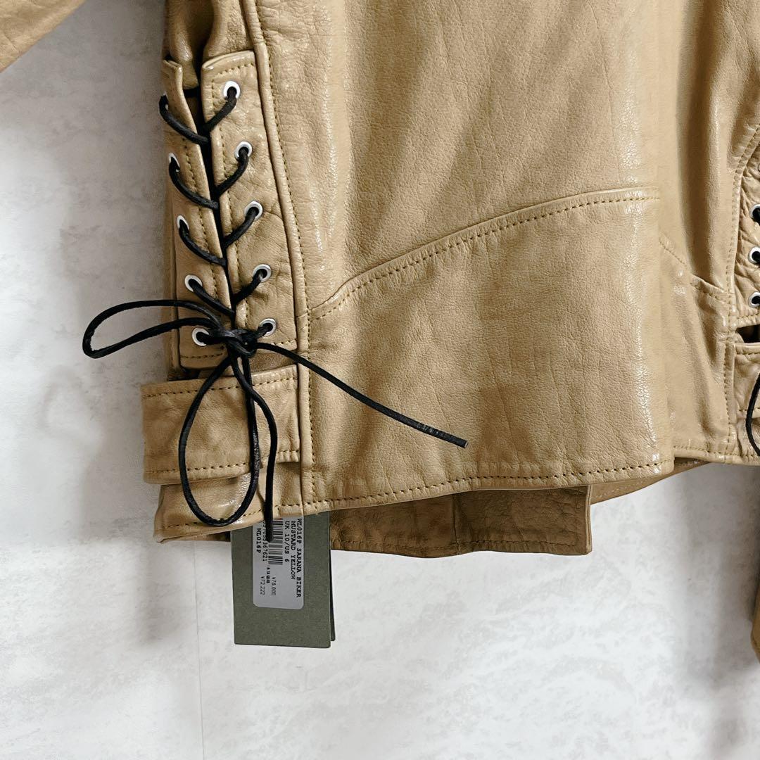 未使用『オールセインツ』ダブルライダース レザージャケット 牛革 キャメル UK