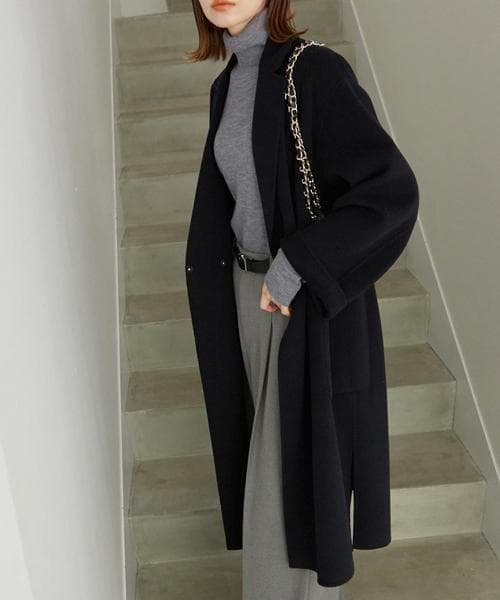 美品✨スローブイエナ　HAMILTONダブルフェイスウールロングコート　F