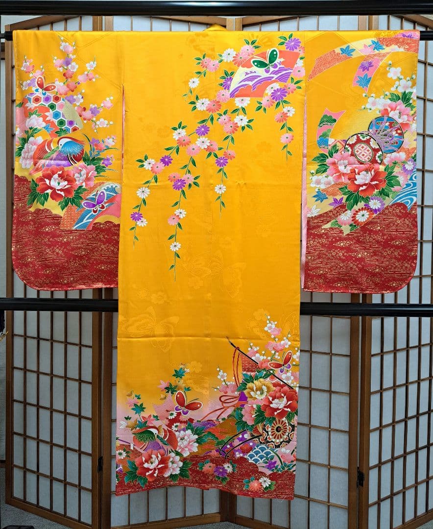 【正絹】七五三 ７歳　四ツ身　長襦袢・重ね襟付き★新品未使用★匿名配送★