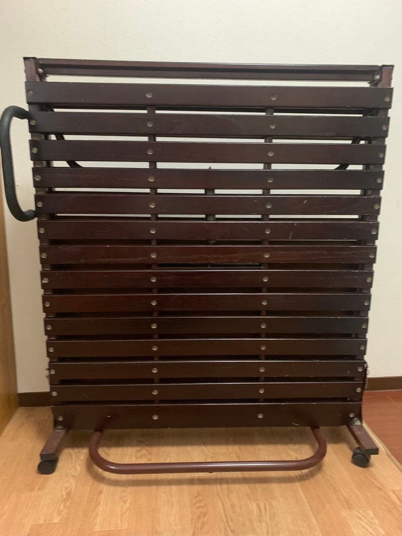 木製スノコベッド 折りたたみ式 ダークブラウン
