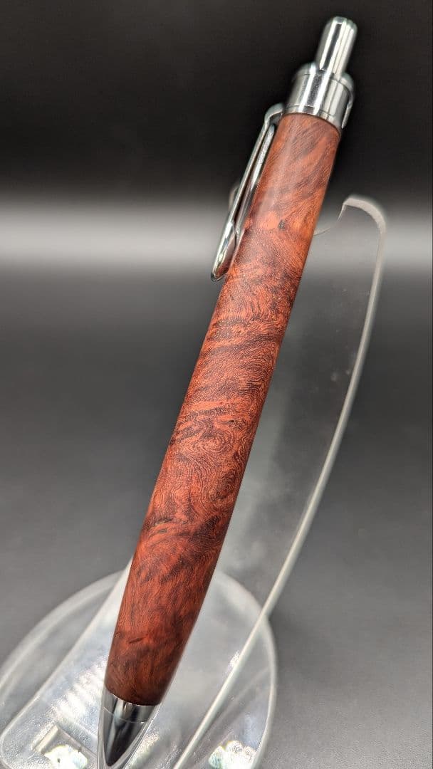 286ペン工房翌檜　本花梨　瘤杢　木軸シャーペン　木軸ボールペン