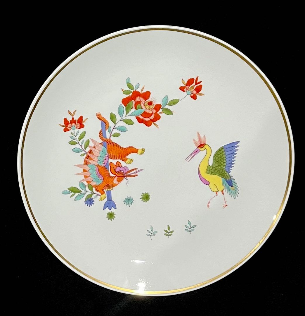 Meissen マイセン/※ 1級品 26cm柿右衛門様式 獅子 鳳凰　飾り皿