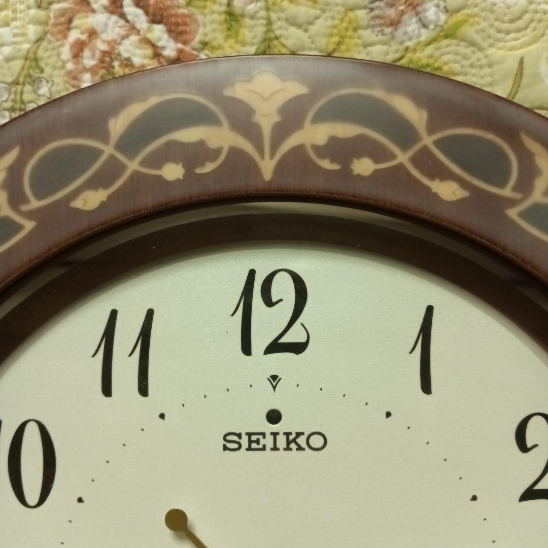 SEIKO 装飾 掛時計 ブラウン 木象嵌 アンティーク調 ヨーロピアン調 時計