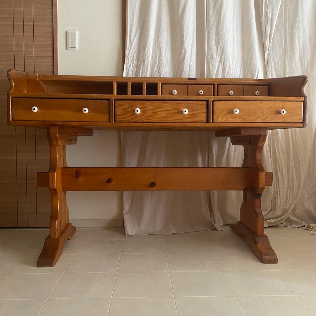 北欧　カントリー　アンティーク　デスク　机　作業台　フレンチカントリー　パイン材