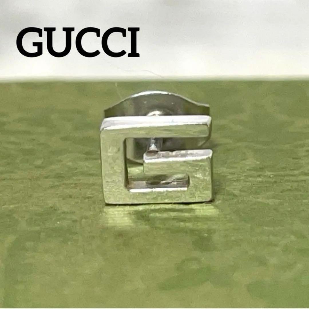 GUCCI スクエアGピアス片耳　Gロゴ　K18WG メンズ/レディース