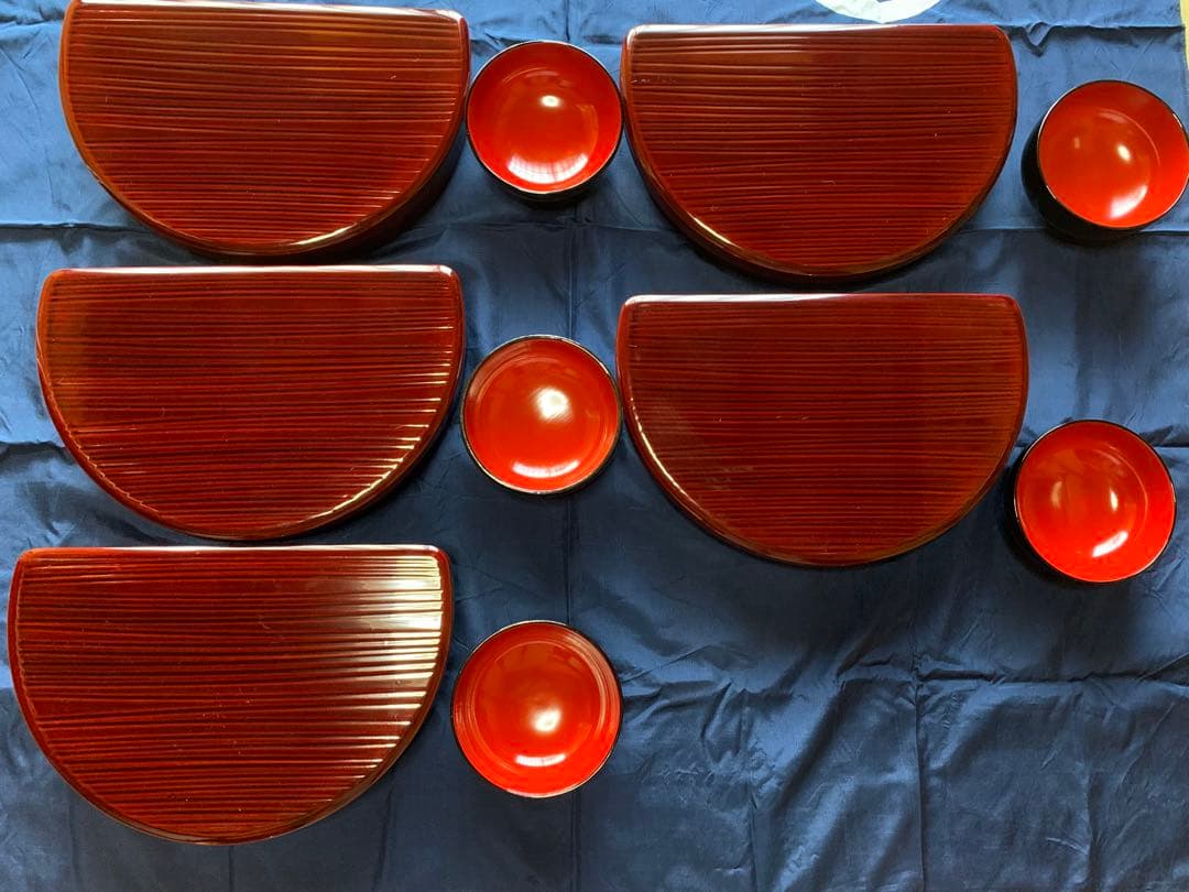 輪島塗 松花堂弁当　溜塗　お重　弁当箱 お弁当箱　5客 わっぱ　輪島塗　木製