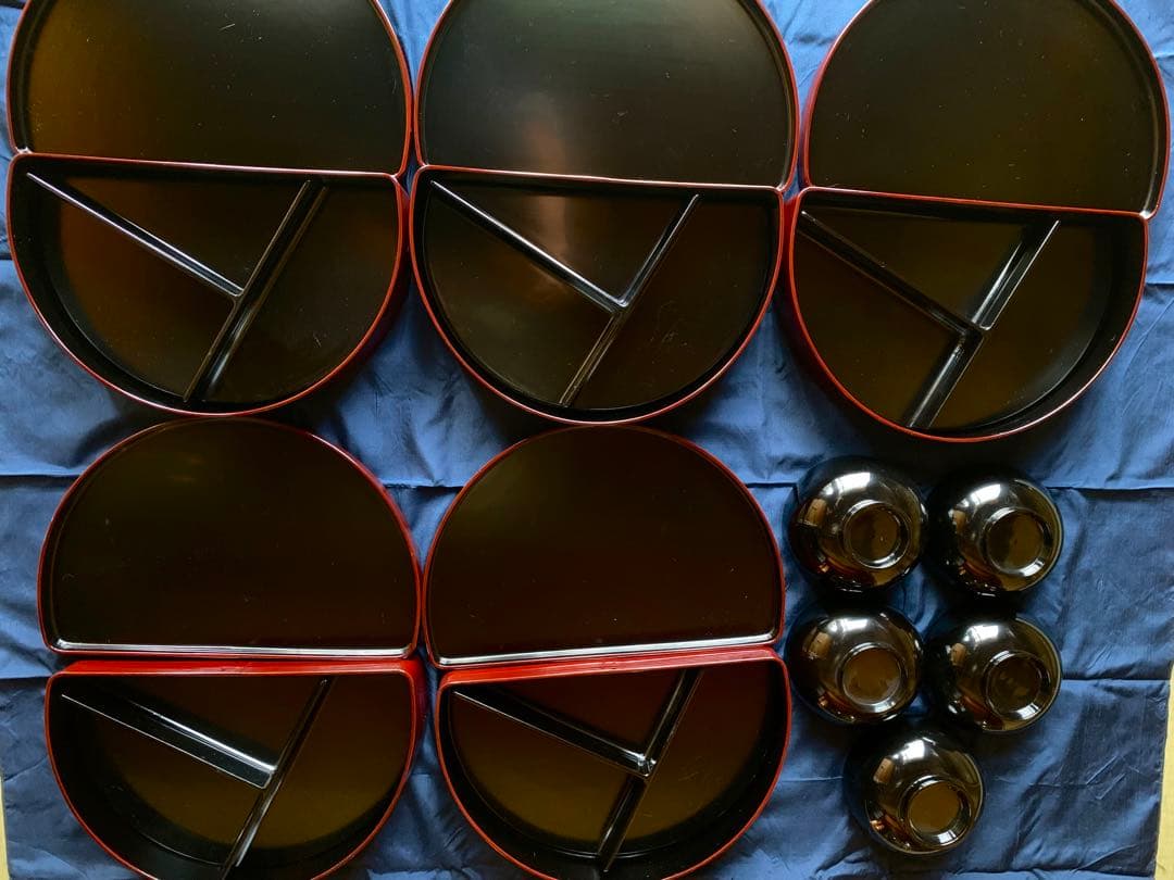 輪島塗 松花堂弁当　溜塗　お重　弁当箱 お弁当箱　5客 わっぱ　輪島塗　木製