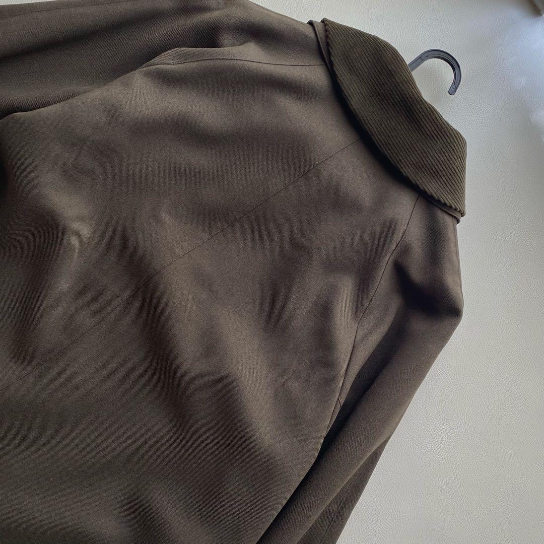 【美品/FUDGE系】マッキントッシュフィロソフィ 襟コーデュロイコート カーキ