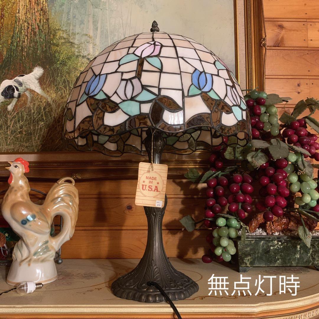 ティファニー社公認　アメリカ製　チューリップ　薔薇 ステンドランプ　展示品未使用