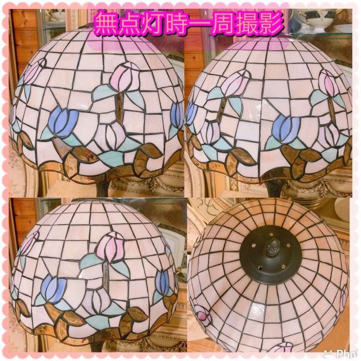 ティファニー社公認　アメリカ製　チューリップ　薔薇 ステンドランプ　展示品未使用