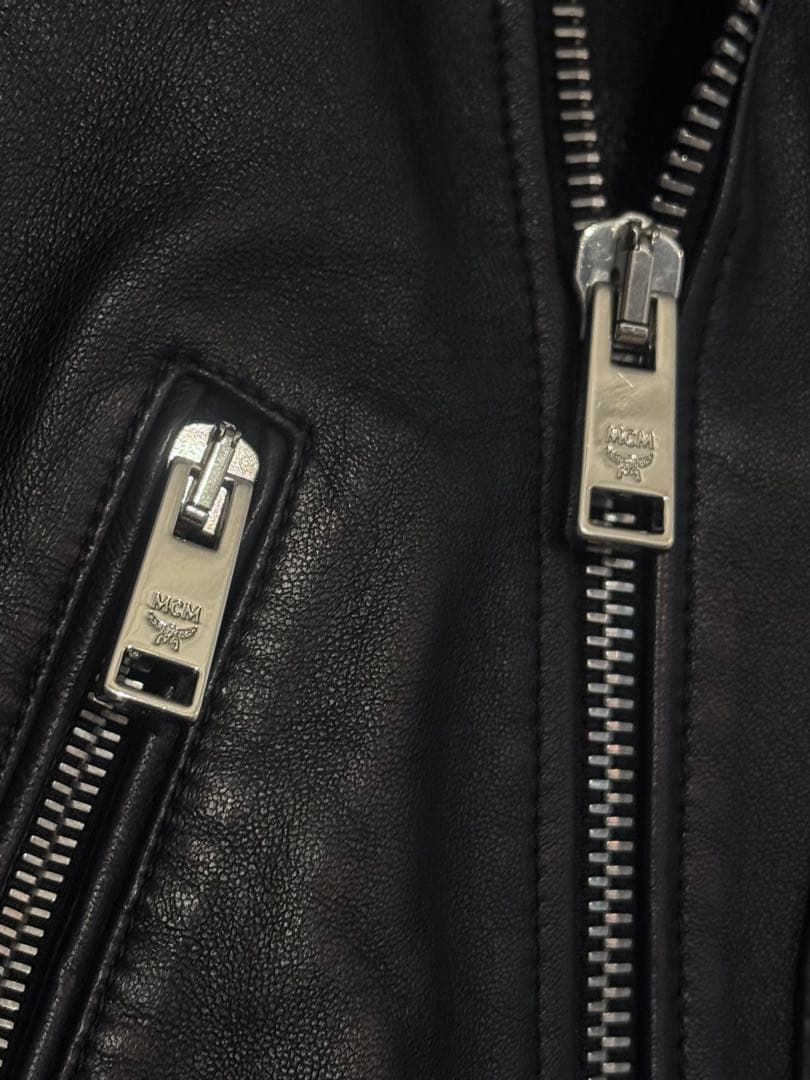MCM ブラックレザーライダースジャケット