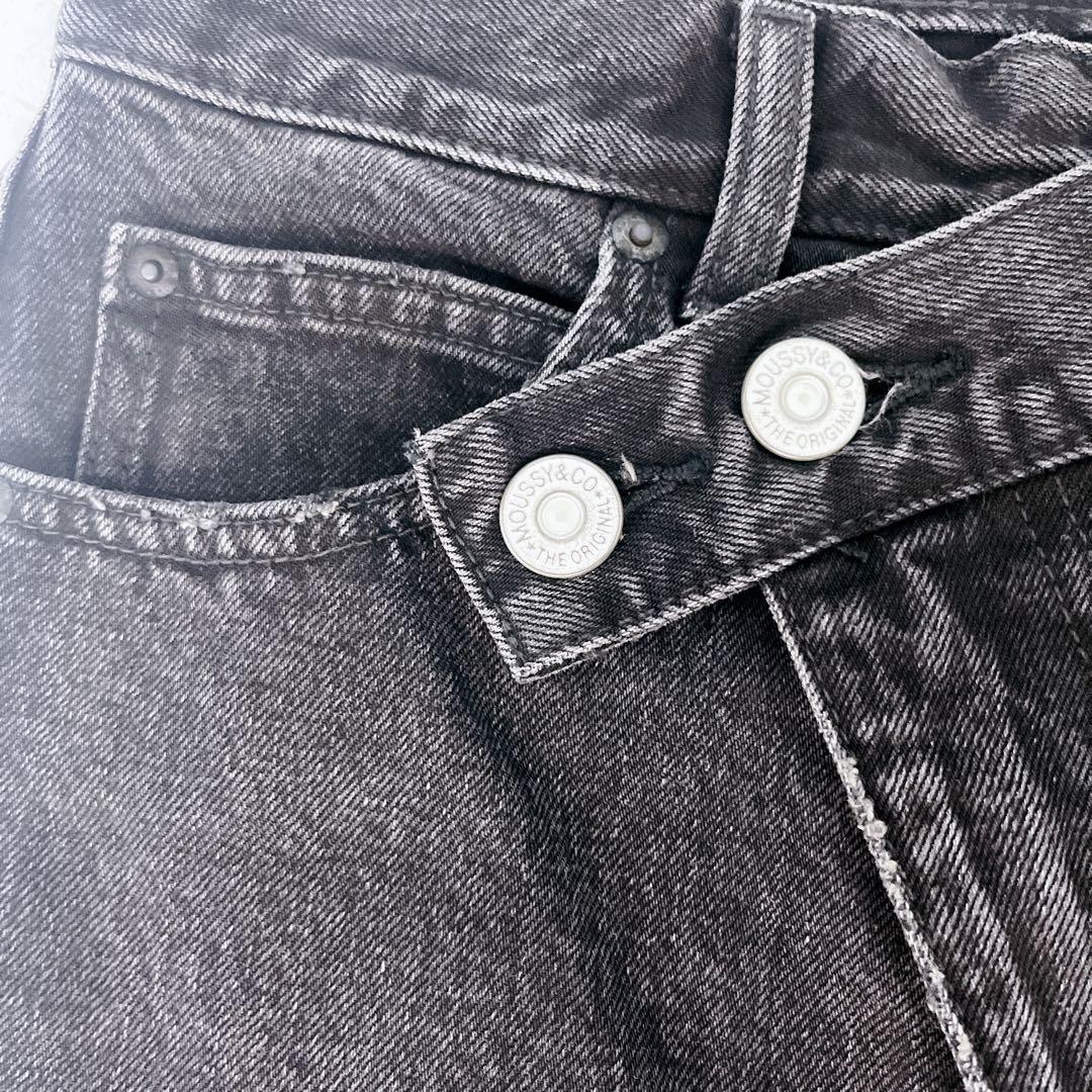 美品✨現行品 MOUSSY クロスウエストワイドストレート ブラック デニム 2