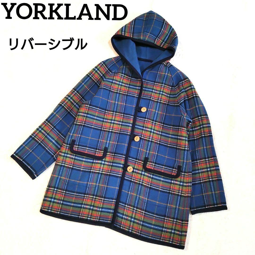 YORKLAND リバーシブル チェック フーデットコート ラグランスリーブ