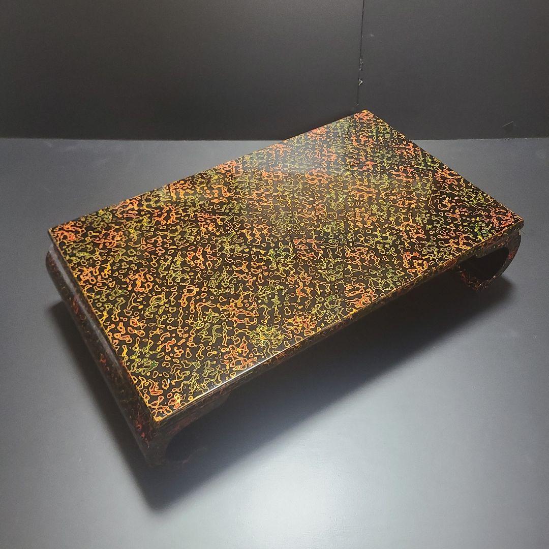 大型　大広間　横幅60cm　花台　盆栽台　漆塗り　津軽塗　唐塗　巻き足　小林漆器