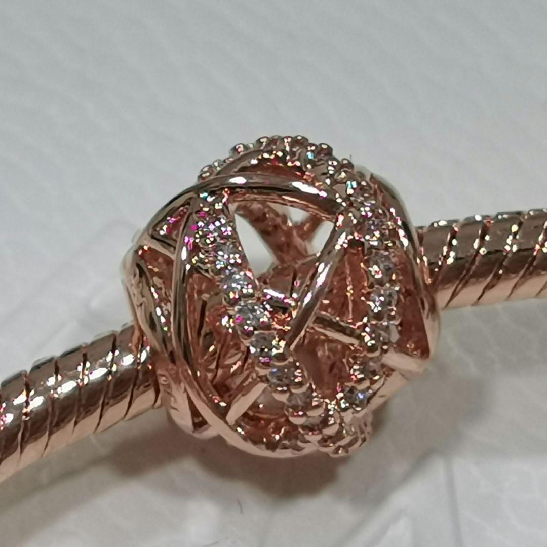 PANDORA ローズゴールド ビーズブレスレット スノーフレークチャーム付き