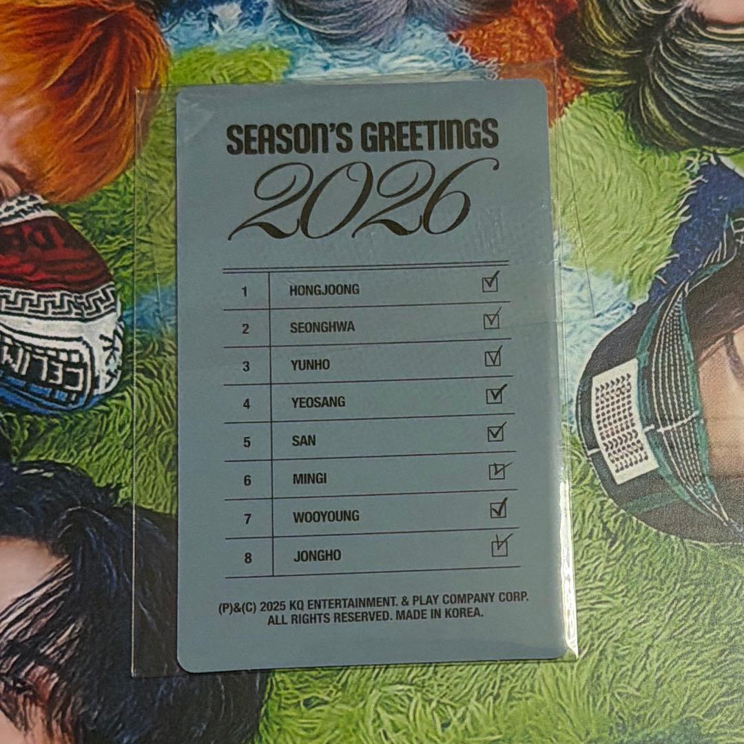 ウヨン ATEEZ 2026 シーグリ KQ SHOP 特典トレカ 1枚