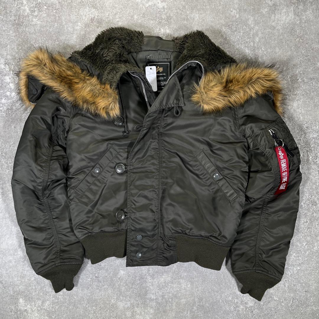 ▼N-2B アルファ　フライトジャケット　M 短丈　オリーブ　ミリタリー　モード