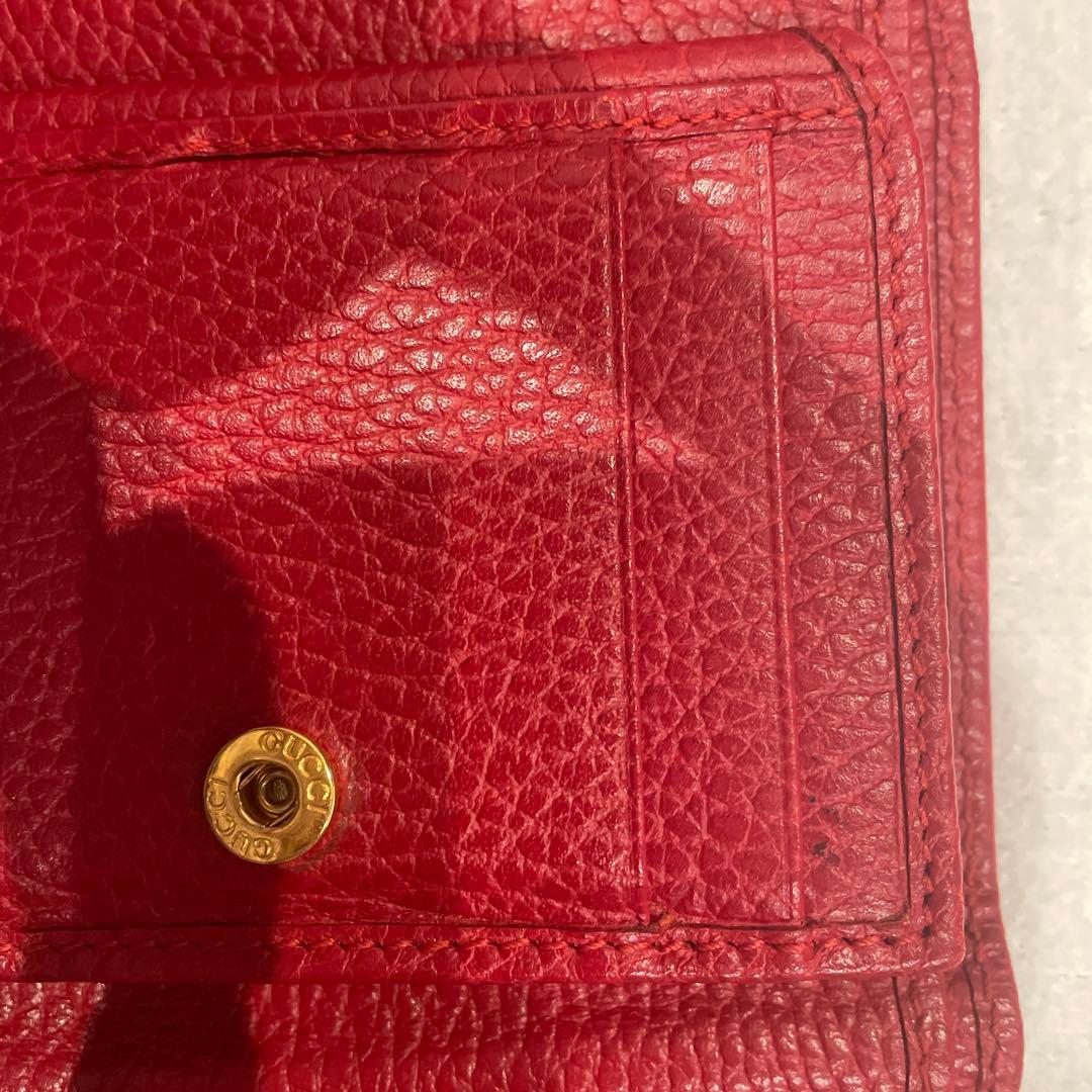 GUCCI グッチ 三つ折り コンパクトウォレット マーモント GGロゴ レッド