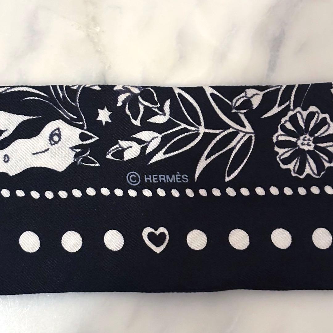 希少 HERMES　ツイリー 空と海の間 バンダナ ブラック