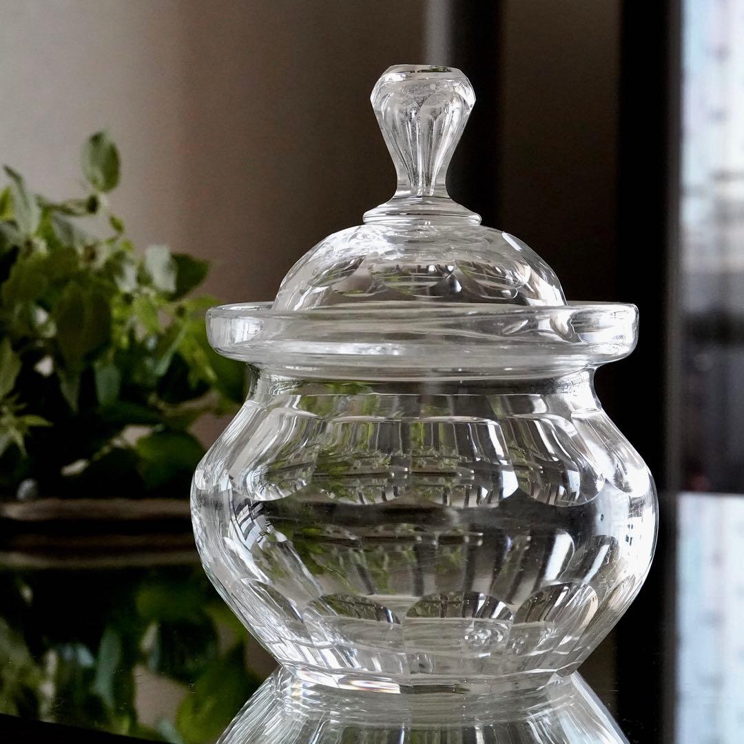 オールド サンルイ ボンボニエール★シュガーボウル 美品アンティーク クリスタル