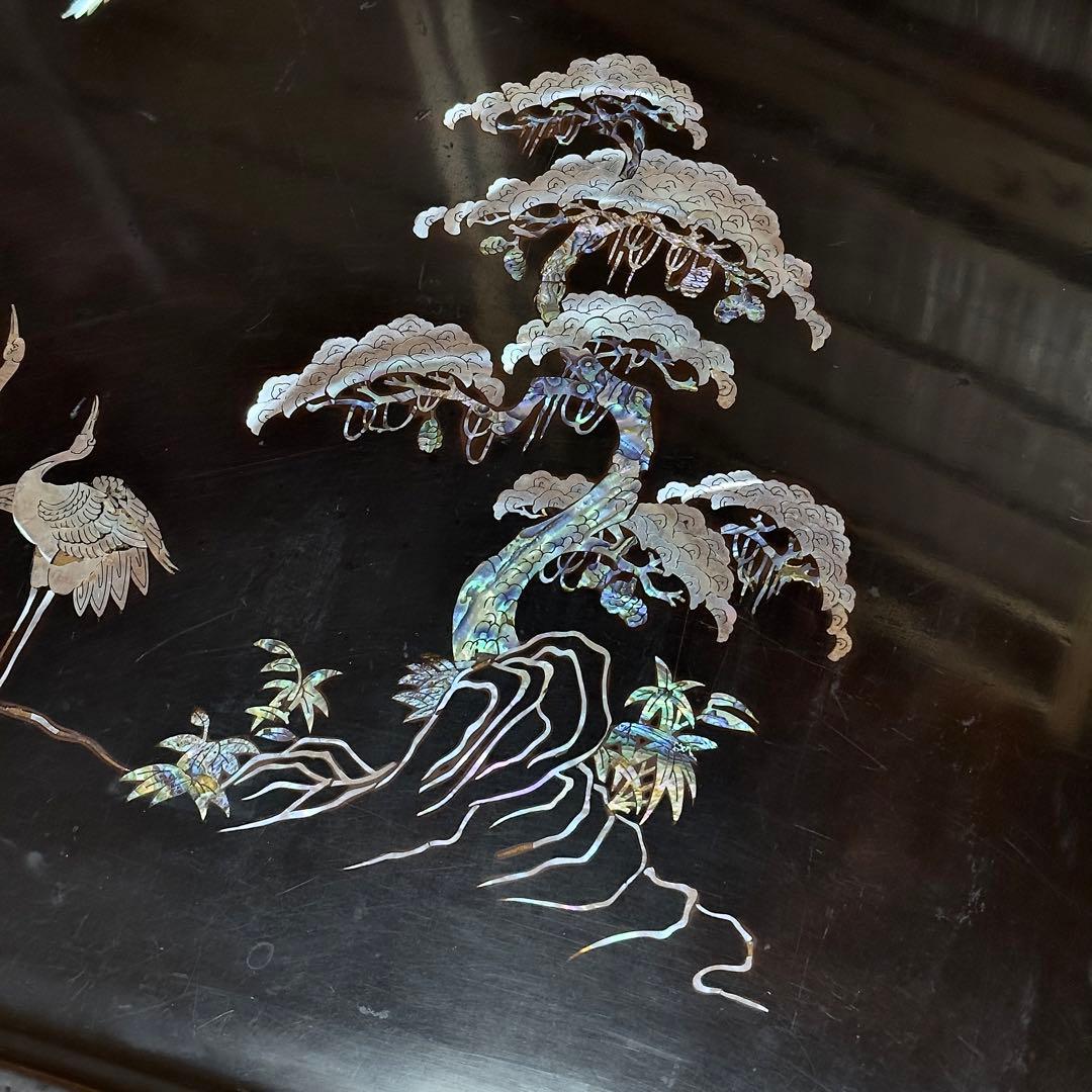 骨董 木造螺鈿テーブル 希少 折りたたみ　送料無料　レトロ　蔵出