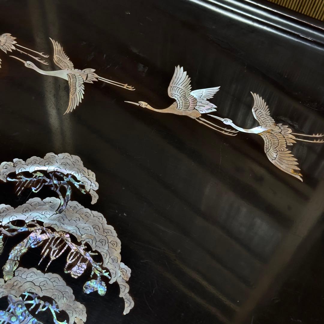 骨董 木造螺鈿テーブル 希少 折りたたみ　送料無料　レトロ　蔵出