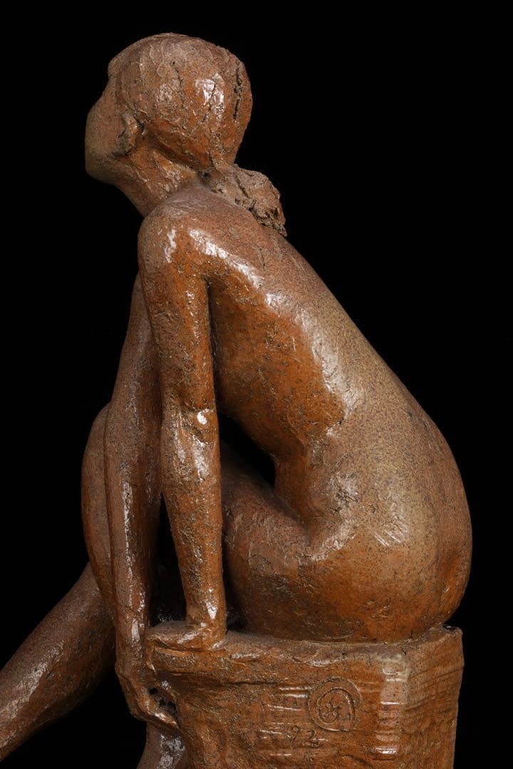 【水上守次】陶彫作品 少女像 裸婦像 在銘 栞付 女性像 彫刻 美術品 作家物