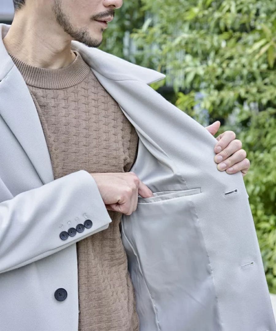 TETE HOMME ダウンファブリックコート／テットオム グレー　LL