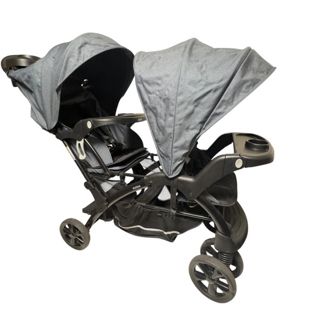 美品　KATOJI カトージ 2人でゴーDX 2人乗りベビーカー レインカバー付