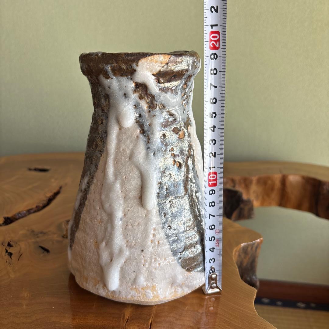 志野焼 花器 小崎一陽造 高さ19.5cm 共箱