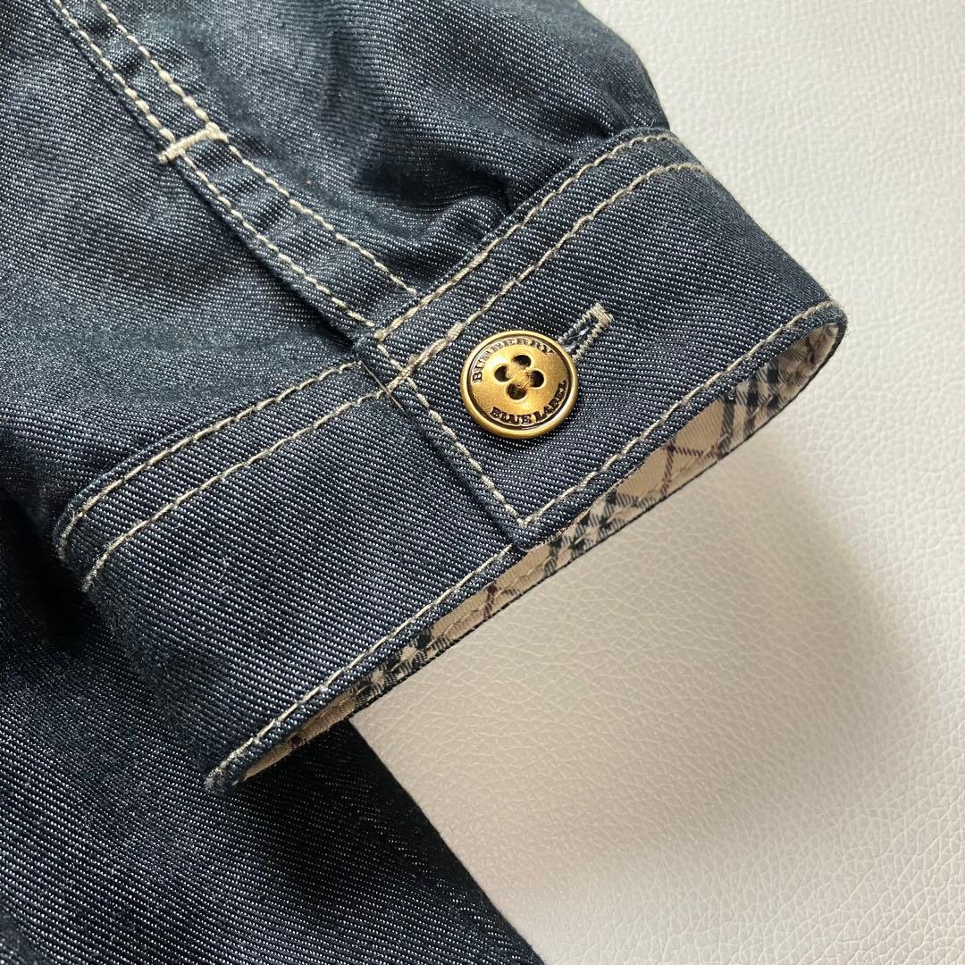極美品 バーバリーブルーレーベル デニム シャツワンピース 金ボタン 38
