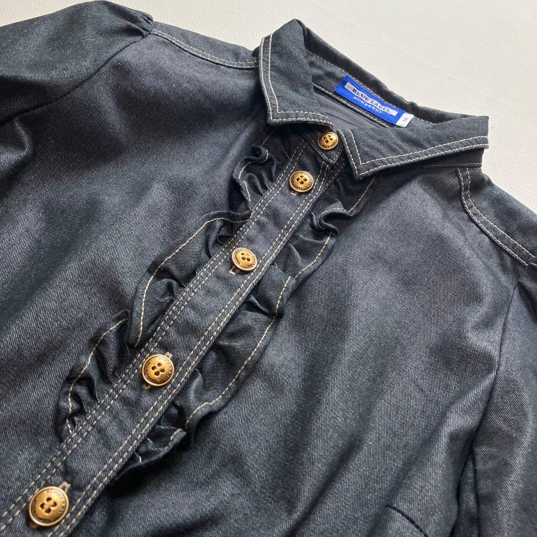 極美品 バーバリーブルーレーベル デニム シャツワンピース 金ボタン 38