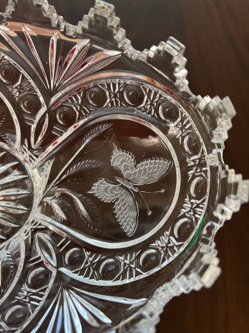 果物がよりおいしそう　ドイツ製　アンティーク　クリスタルガラス製コンポート