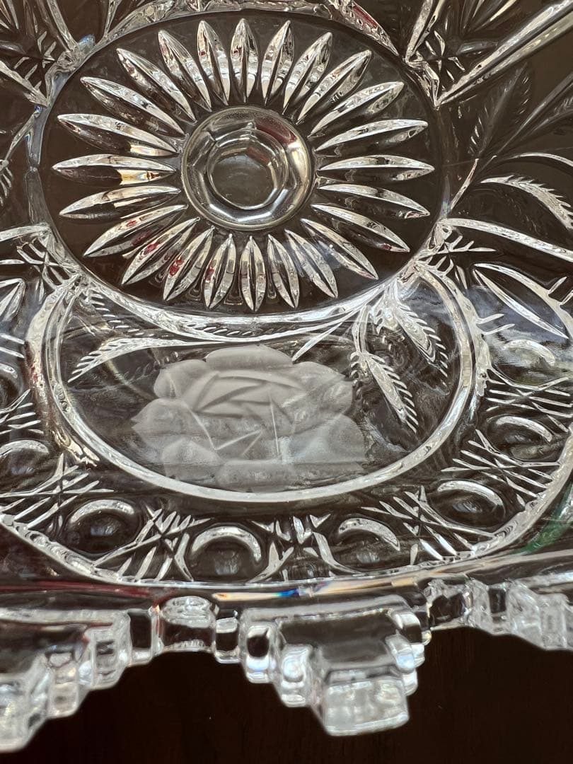 果物がよりおいしそう　ドイツ製　アンティーク　クリスタルガラス製コンポート