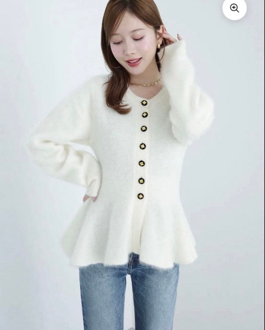 未開封 タグ付きeimy istoire ウール起毛ペプラムニットカーディガン