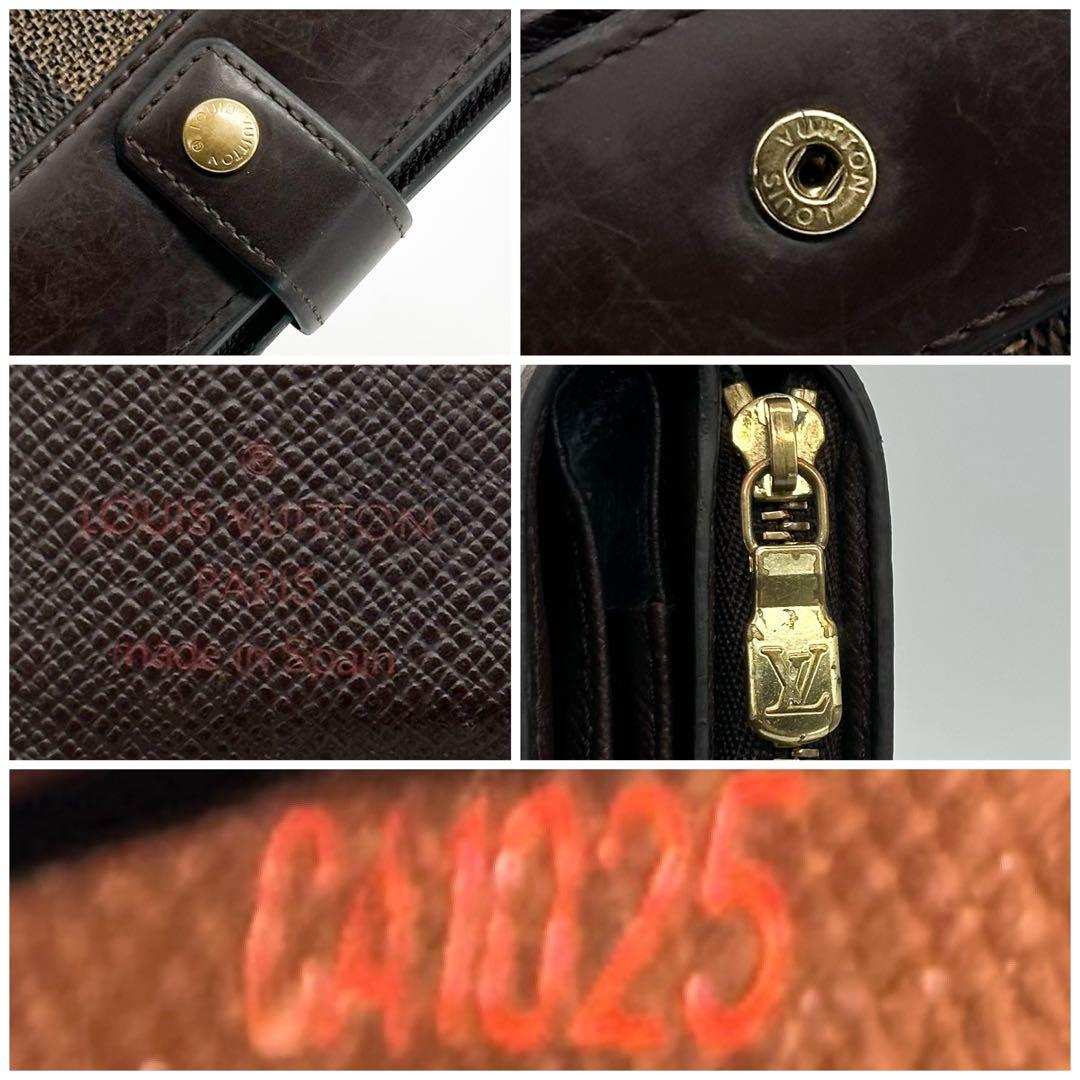 ルイヴィトン コンパクトジップ ダミエ ブラウン 二つ折り コンパクト