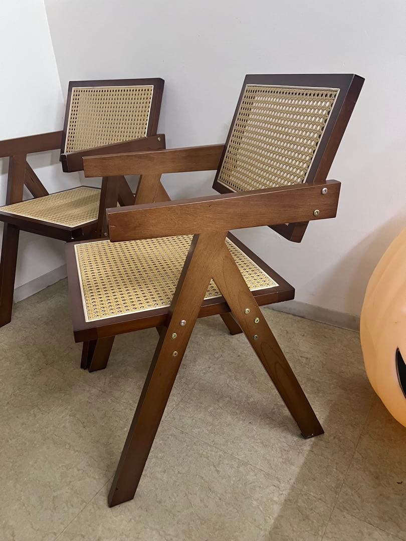 値下げ！ラタンチェア　籐編み　リプロダクトナチュラルウッド 高級