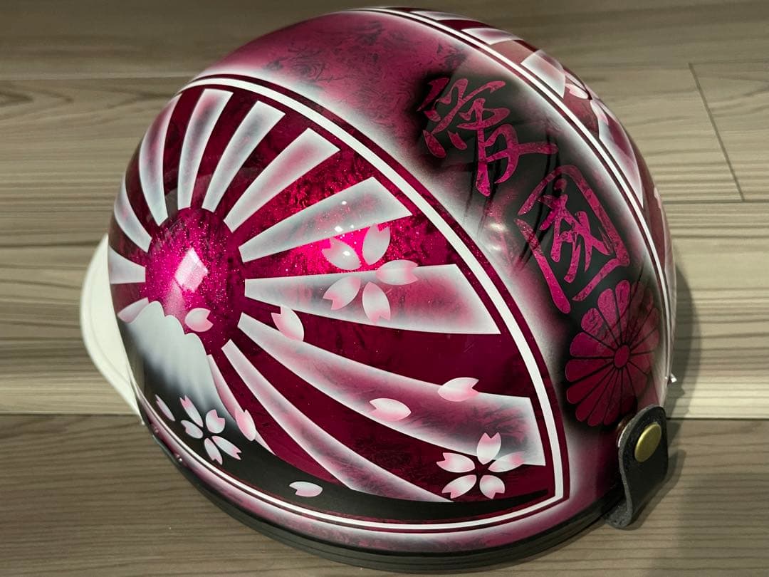 富士日章 コルク半 ヘルメット 旧車會 暴走族 三段シート ロケットカウル