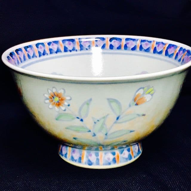 有田焼　5代　佐藤走波　染錦辻が花　どんぶり