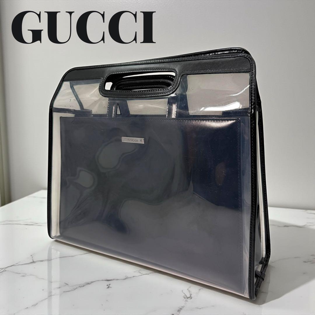 GUCCI グッチ トートバッグ 2way スケルトン ビニール レザー
