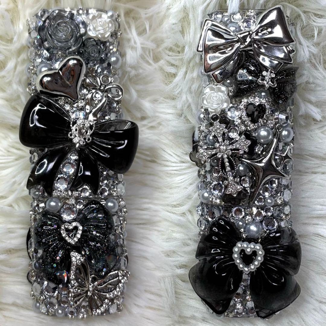 IQOS アイコス　イルマワン　イルマi ケース　デコ　ブラック×シルバー