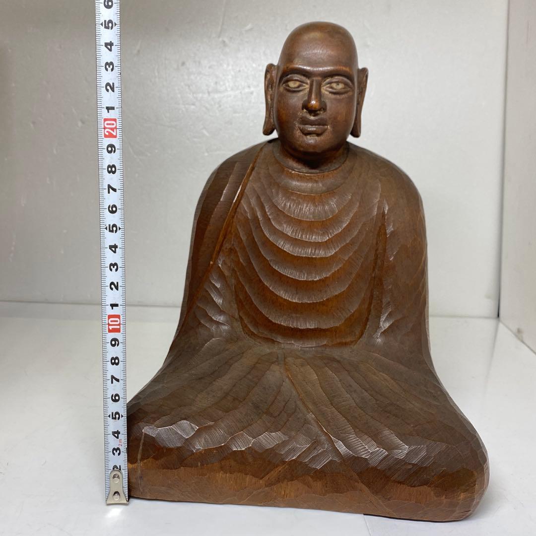 山﨑朝雲 木彫 達摩 置物 共箱 高さ28cm 東キ7-0917☆2F