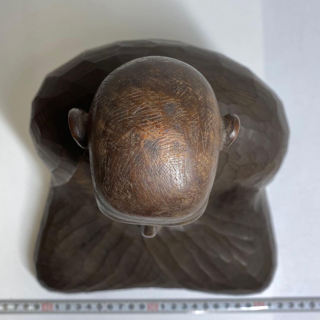 山﨑朝雲 木彫 達摩 置物 共箱 高さ28cm 東キ7-0917☆2F